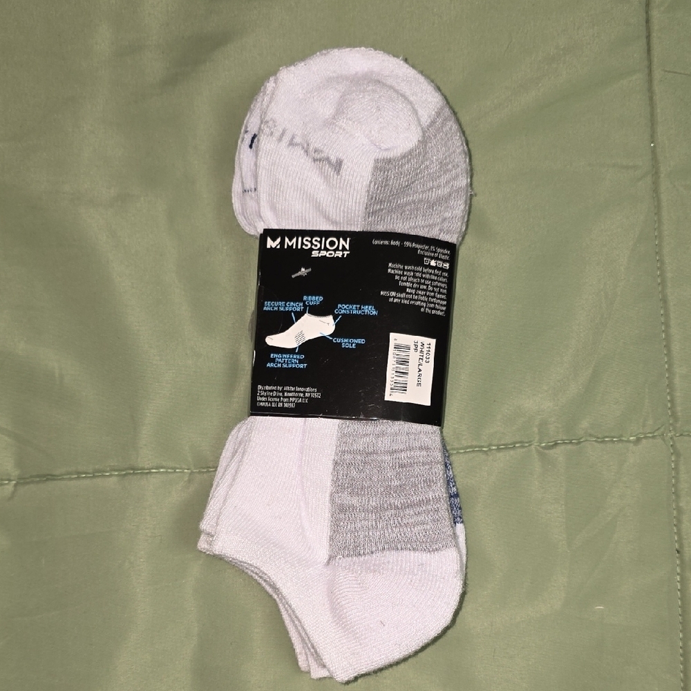 Mission Sport Unisex No Show Socks -3pk - Picture 2 of 5